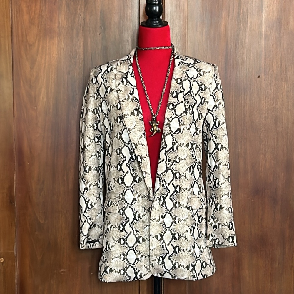 Snake Print Silky Blazer M